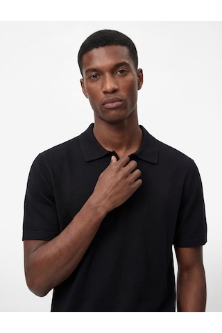 Koton Regular Fit Viskon Kısa Kollu Polo Yaka Triko Tişört Siyah 6sam70054ht