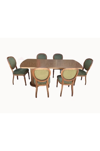 90 X 200 Cm Sabit Oval Mantar Masa Takımı 6 Ad Madalyon Sandalye