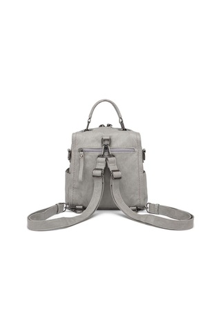 Yıkama Deri Sırt Askılı Kadın Çantası 21k Barcelona 1915 Açık Gri
