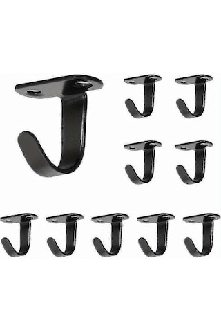 Ganzhoushop 10 Adet Ağır Hizmet Tipi Tavan Kancaları - Paslanmaz Çelik Raf Altı Askıları, Siyah Çok Renkli