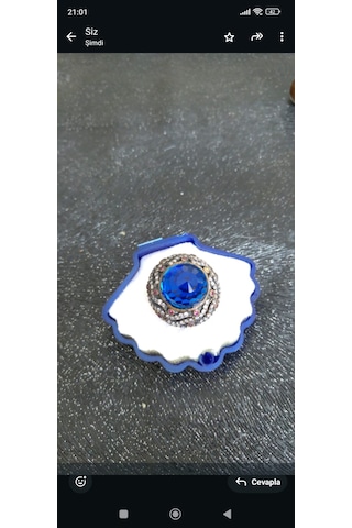 Safir Ve Swarovski Taşlı Bayan Gümüş Yüzük Bronz