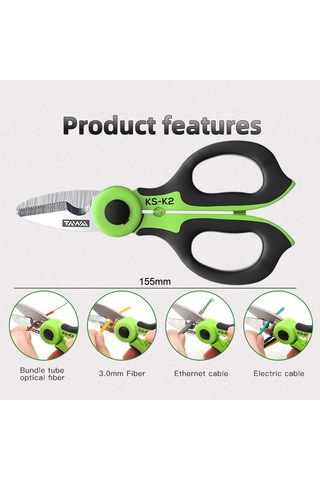 Sones Komshine Paslanmaz Çelik Kevlar Tırtıklı Fiber Optik Soyma Makası Ks-k2