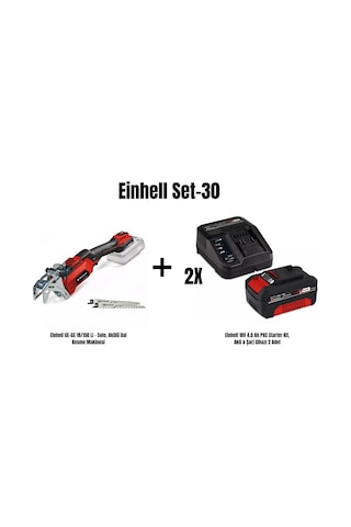 Einhell Set-30 Einhell GE-GS 18/150 Li - Solo Akülü Dal Kesme Makinesi + 2X Einhell 18V 4AH Pxc Starter Kit Akü & Şarj Cihazı