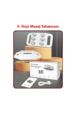 6 Toplu Lcd Ekranlı Profesyonel Kafa Masaj Tabancası Akıllı Çip, Uzun Pil Ömrü Sessiz Motor Şarjlı Beyaz