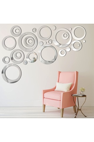 Hombey Akrilik Ayna Duvar Sticker, Gümüş Ve Altın Renk Seçenekli, Uv Baskılı, Mat Vernikli Dekoratif Wall Art