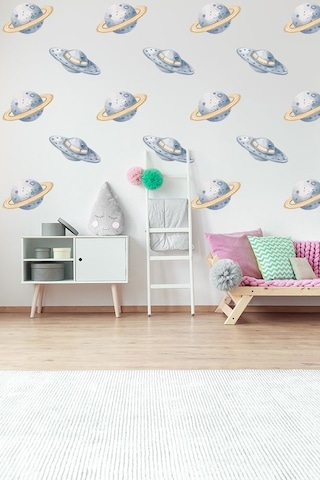 Satürn Gezegeni Temalı 20 Parça Çocuk Ve Bebek Odası Dekoratif Duvar Sticker Seti