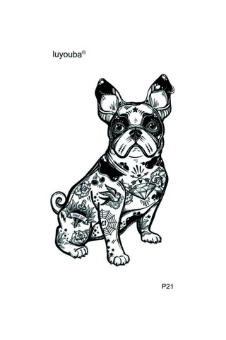 Köpek Bulldog Kaniş Su Geçirmez Kol Bilek Omuz Sırt Geçici Dövme