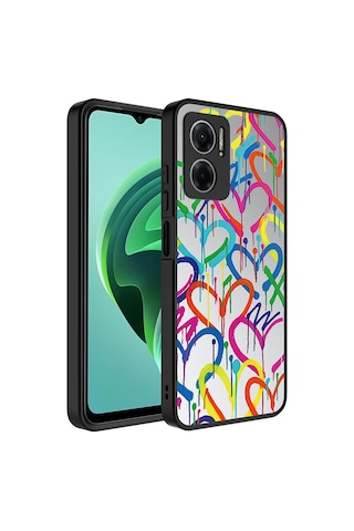 Xiaomi Redmi Note 11e Kılıf Aynalı Desenli Kamera Korumalı Parlak Zore Mirror Kapak Kalp