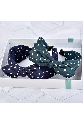 Kadınlar İçin Tavşan Kulaklı Kafa Bandı Düğümlü Geniş Fiyonklu Türban Saç Bandı Saç Sarma Puantiyeli Saç Bandı Kızlar İçin 5 Renk Çok Renkli