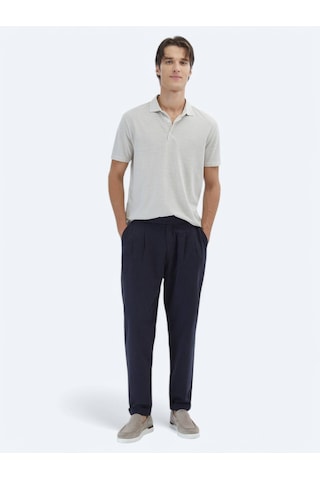Kip Bej Çizgili Polo Yaka Pamuk Karışımlı T-shirt Bej