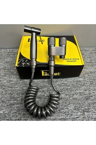 Fastbuy Siyah Duvara Monte Cift Prizli Tuvalet Puskurtme Tabancasi, Fircalanmis Nikel Kaplama Paslanmaz Celik, Plastik Valf, Siyah