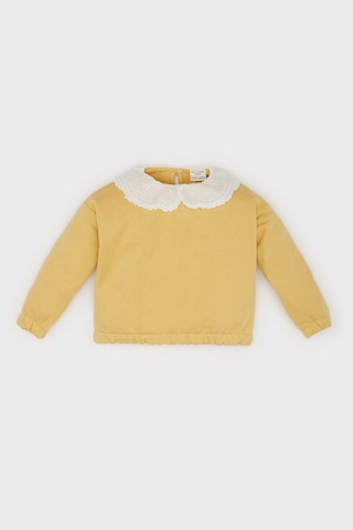 DeFacto Kız Bebek Dantel Yaka Basic Düz Sweatshirt E2825A524WNYL516 Sarı