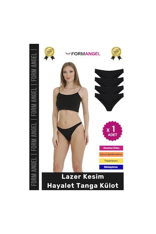 Form Angel Külot Lazer Kesim İz Yapmaz Dikişsiz Esnek Rahat Toparlayıcı Kadın Hayalet Tanga Külot - 1 Adet Siyah