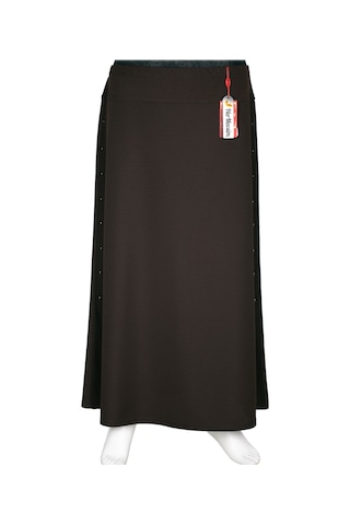 Hesna Kadın Destan Yanı Zımba Detaylı Astarlı Kahverengi Etek Kahve