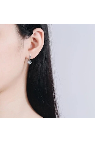 Turuncu Bague Ringen S925 Gümüş Mossan Pırlanta Saçaklı Hareketli Küpe Kız Arkadaşa Sevgililer Günü Hediyesi 0.5ct 2