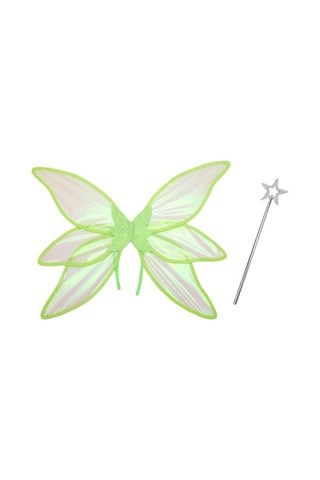 Tatil Partisi Cosplay Giydirme 6 Parça Renkli Kanatlar 2 Parça Set-yeşil