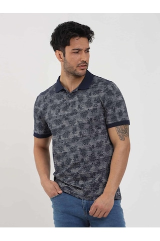 Dufy Lacivert Erkek Slim Fit Desenli Polo Yaka Tshirt - 105239-lacivert Lacivert