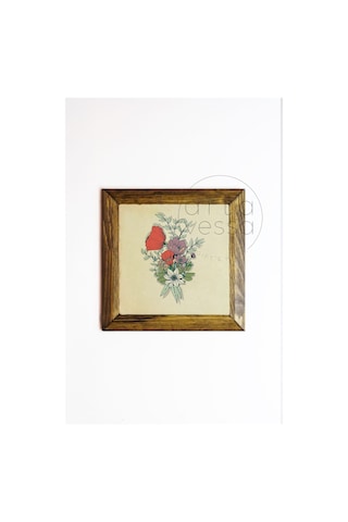 Artavessa Masif Ahşap Çerçeveli Taş Tablo Pano 16 x 16 cm - Bahar ve Çiçek 6