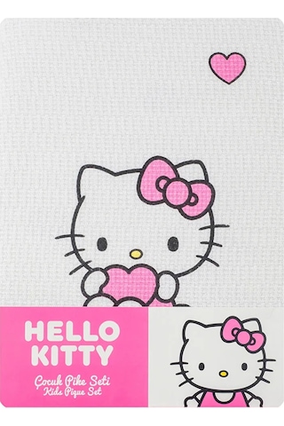 Pembe Hello Kitty Baskılı Tek Kişilik Kız Çocuk Pike Seti