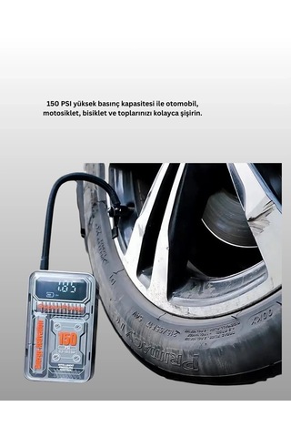 Hubrendy Kargo Mini Boy Elektrikli Şarjlı Yüksek Basınçlı Lastik Şişirme Pompası