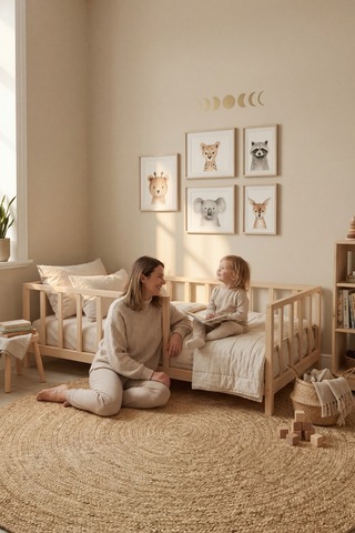 Star Montessori Bebek Ve Çocuk Karyolası Unisex Doğal Ahşap Yatak Kahverengi