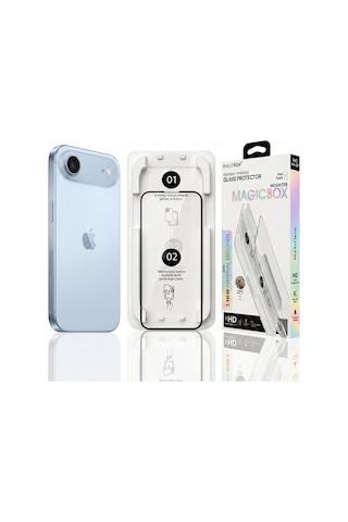 Fulltech Magicbox iPhone Uyumlu Air Premium Tempered Glass Aparatlı Ekran Koruyucu - Clear
