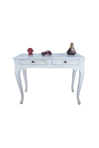 100 Cm Beyaz Eskitme Konsol Dresuar & Makyaj Masası Beyaz