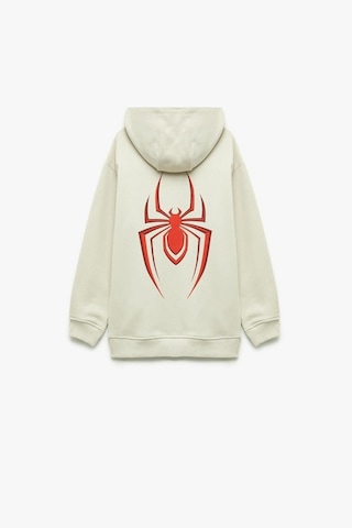 Koton Erkek Çocuk Lisanslı Örümcek Adam Baskılı Uzun Kollu Şardonlu Pamuklu Kapşonlu Sweatshirt Ekru
