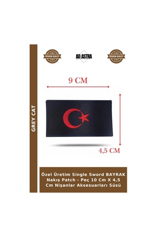 Özel Üretim Single Sword Bayrak Nakış - Peç 10 Cm X 4,5 Cm Nişanlar Aksesuarları Süsü Çok Renkli