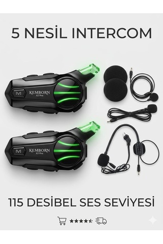 Kemborn 2 Adet 2 Kişilik Motosiklet Kask Kulaklık İnterkom Seti
