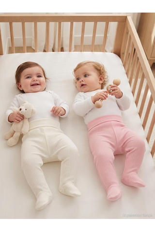 Minidamla Patikli Basic 2'li Set 3-9 Ay Tek Alt Bebe - Pembe