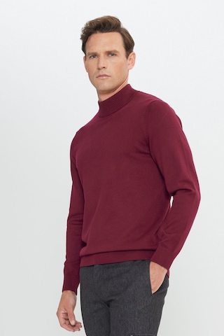 Ac&Co / Altınyıldız Classics Erkek Bordo Standart Fit Normal Kesim Yarım Balıkçı Yaka Triko Kazak Bordo