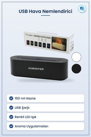 Hava Nemlendirici 150 Ml Usb Dikdörtgen Renkli Led Aroma Diffüzer