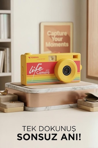 Torima Life Dijital Kamera Selfie Video Vlog Kamerası Mini Fotoğraf Makinesi CMR47 Sarı