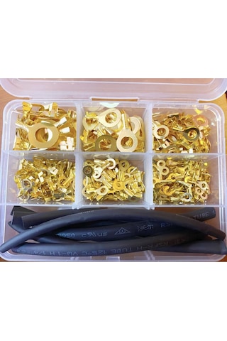 300 Parça Sarı Terminal Yuvarlak Set Oto Tip Pabuç + Daralan