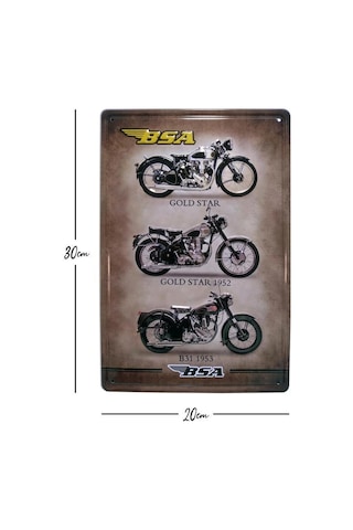 Cajuart Bsa Üç Motor Temalı 20X30 Cm Metal Plaka Metal Tablo