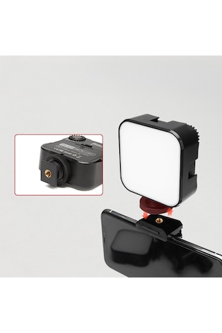 Jmary Fm-48r Mini Fill Light Telefon-kamera Üstü Pilli Aydınlatma Işığı Siyah
