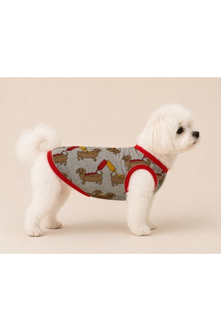 Miniş Hotdog Küçük Irk Köpek Esnek Penye T-shirt-21576