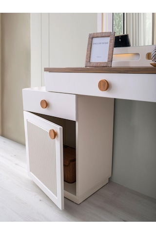 %100 Mdf-aytaşı-bohem Mahlas Aynalı Şifonyer-makyaj Masası Beyaz