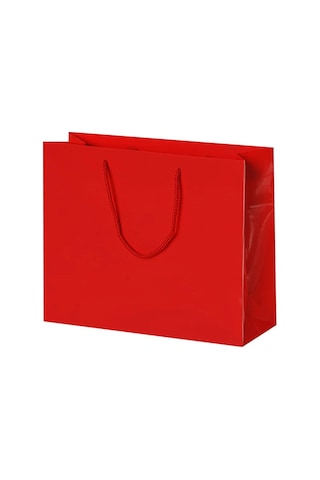 42 X 38 X 12 Cm Hediyelik Karton Çanta Kırmızı Düz Lüks Parlak Karton Çanta