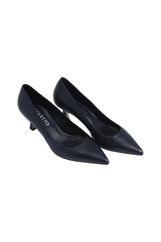 Poletto Hakiki Deri Sıyah Ayakkabı Stiletto 9841 35 V1-2442 Siyah