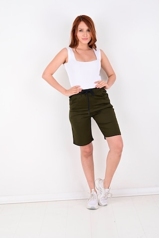 Black Steel Kadın Gabardin Şort-7100 Haki