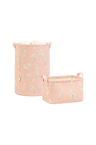 Ocean Home Textile 2'li Çocuk Odası Deniz Kızı Sepet Set 1 Adet 30 X 21 X 18 / 36 X 50 Cm Pudra