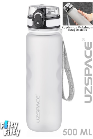 Uzspace 500 Ml Kaydırmaz Maksimum Tutuş Destekli Tritan Su Matarası -ffuz1215 Beyaz