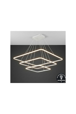 Atlas Beyaz Kasa Modern Led Avize Beyaz Tek Renk Salon, Yatak Odası Ve Oturma Odası İçin
