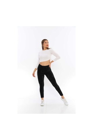 Pucka Fashion Kadife Düz Taytsiyahm Siyah