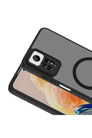 Xiaomi Redmi Note 12 Pro 4g Kılıf Kamera Korumalı Mat Darbe Emici M-safe Şarj Özellikli Silikon Kapak Siyah
