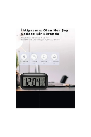 Alfalink Fotoselli Diital Masa Saati Siyah