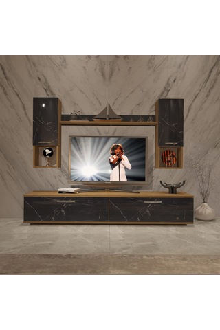 Decoraktiv Eko 5da Mdf Std Tv Ünitesi Tv Sehpası Pera - Siyah Mermer