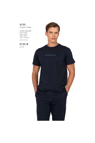 Pierre Cardin 6135 Erkek Kısa Kollu Bisiklet Yaka Pijama Takımı-lacivert